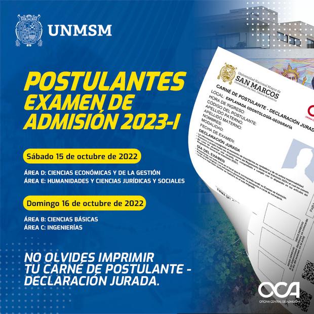 Examen de admisión San Marcos 2023I sepa AQUÍ todo sobre la prueba