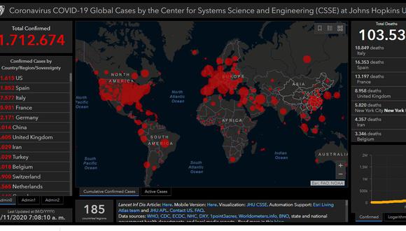 El mapa del coronavirus en el mundo en tiempo real hoy sábado 11 de abril: contagiados y muertos.