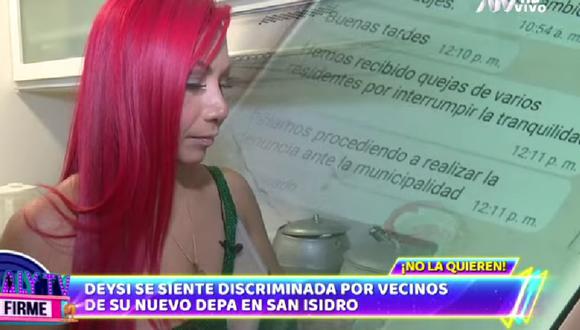 Deysi Araujo denuncia que es discriminada por sus vecinos en San Isidro. (Foto: Captura de video)