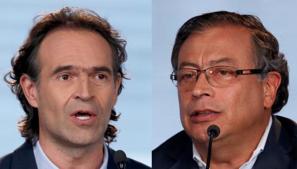 Los candidatos presidenciales de Colombia Federico Gutiérrez y el izquierdista Gustavo Petro.