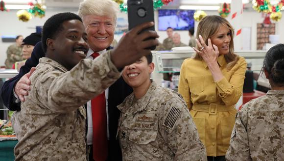 Images de la visita del presidente de Estados Unidos, Donald Trump, a las tropas estadounidenses en Irak. (Reuters)