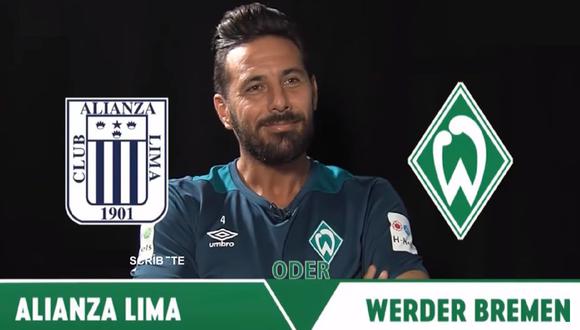 YouTube: Pizarro y el divertido ping-pong en el que tuvo que elegir entre Alianza Lima o Werder Bremen. (Foto: Captura de video)