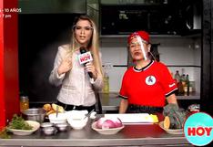 Brunella Horna sufrió más de la cuenta al recibir clase de cocina en “América Hoy” | VIDEO