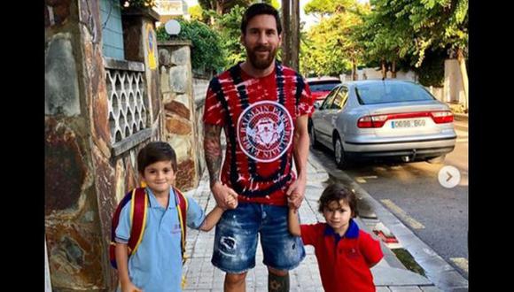 Lionel Messi con Thiago y Mateo. (Foto: Instagram)