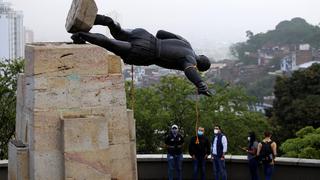 Paro nacional en Colombia: indígenas derriban estatua de Sebastián de Belalcázar en Cali 