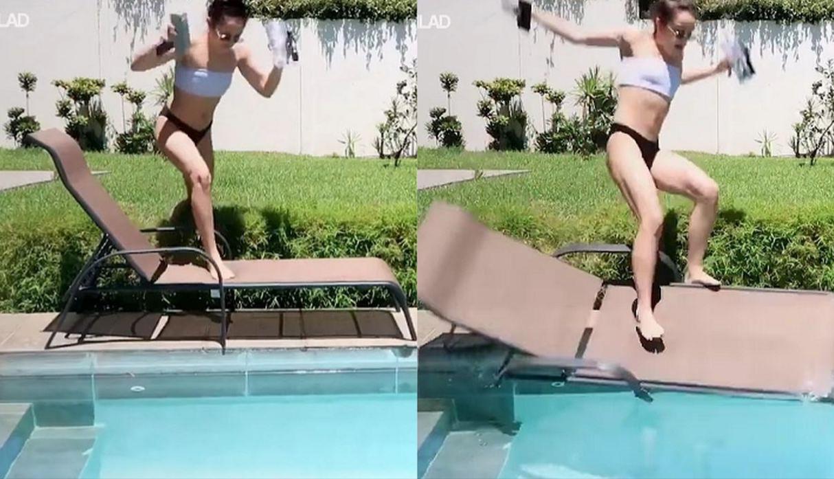 Facebook viral | Sufre aparatosa caída al borde de piscina y su reacción tras su caída desata polémica | EEUU | Fb | Face | Video | Viral