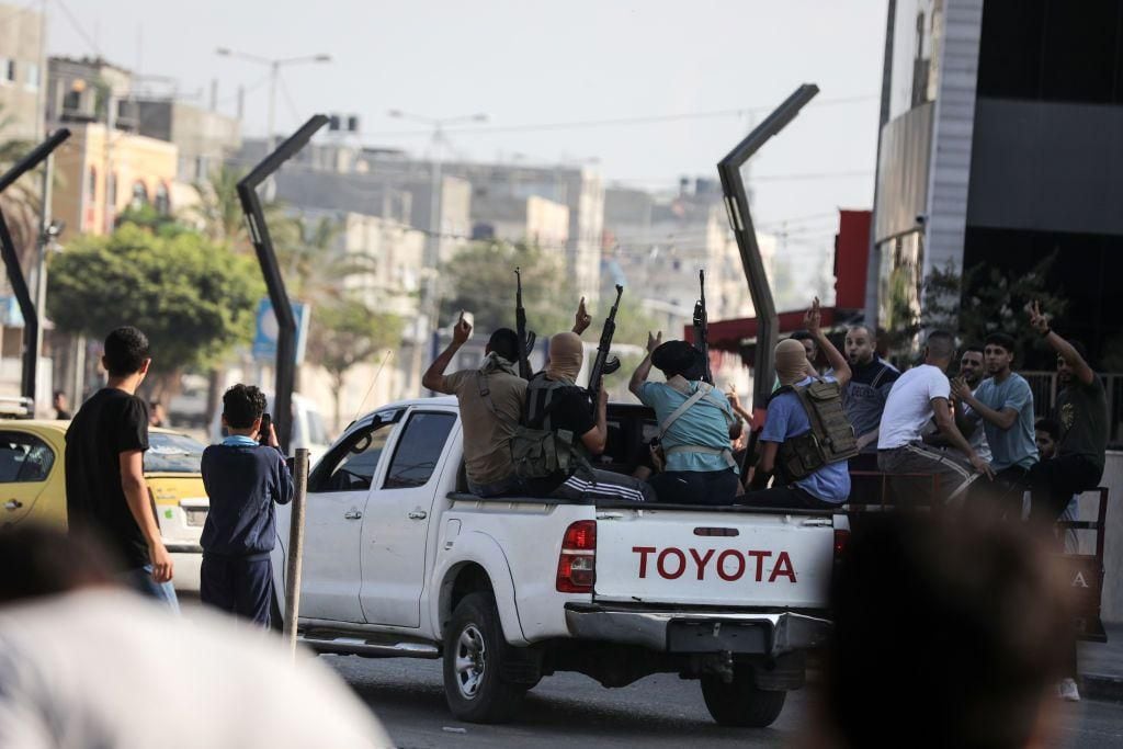 Hamas fighters returned to the Gaza Strip after the attack on Israeli territory.  (GET IMAGES).