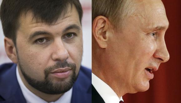 Denis Pushilin y Vladimir Putin. (AP / Reuters)