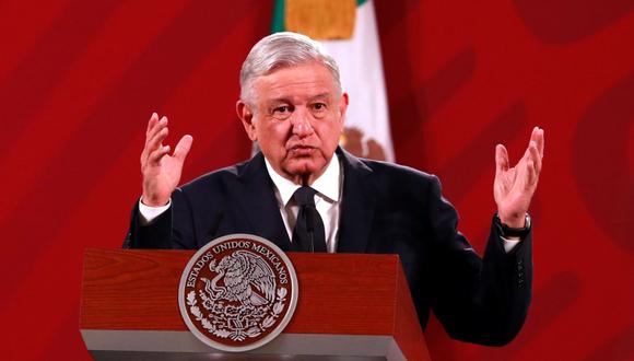El presidente de México, Andrés Manuel López Obrador (AMLO), habla durante su conferencia de prensa matutina en la que informa. (EFE/ Jorge Núñez).