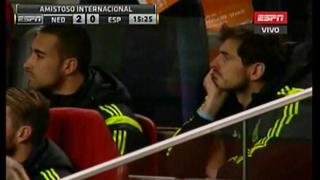 España vs. Holanda: la cara de Iker Casillas tras gol naranja