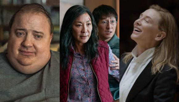 "The Whale", “Everything Everywhere All at Once” y "Tár" entre las nominadas al Oscar 2023. (Fotos: A24/Universal Pictures)