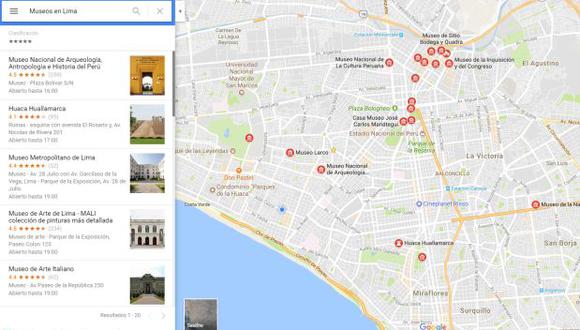 Todos los museos de Lima pueden ser ubicados en Google Maps. (Foto: Google Maps)