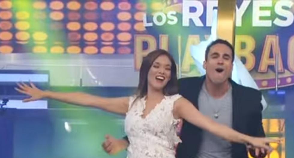 Jazmín Pinedo y Gino Assereto en romántica presentación en Los Reyes del Playback. (Foto: Captura de Video)