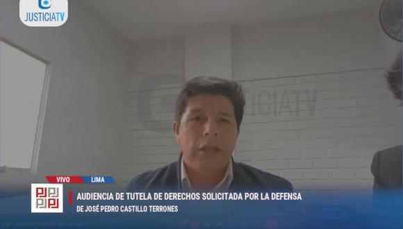 Pedro Castillo participó en audiencia para cuestionar investigación por rebelión. (Justicia TV)
