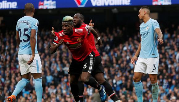 Paul Pogba fue la figura del derbi al marcar dos goles ante Manchester City. (Foto: Reuters)