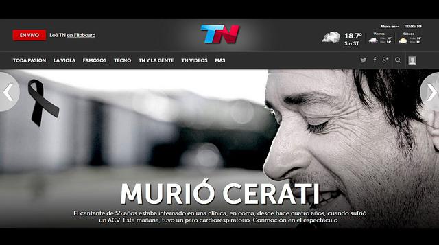 Murió Gustavo Cerati: así informó la prensa argentina - 1