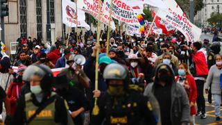 Marcha en el Centro de Lima: sindicatos y colectivos piden cierre del Congreso y nueva Constitución