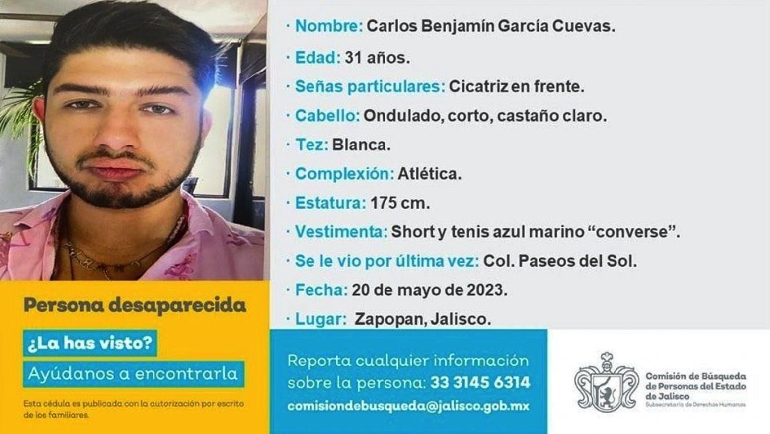Carlos Benjamín García was the first to disappear.  (CBPEJ).