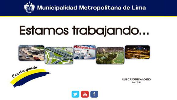 Web de la Municipalidad de Lima se mantiene inaccesible