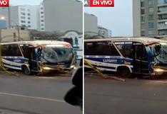 Breña: bus se despista y destruye paradero en la avenida Brasil