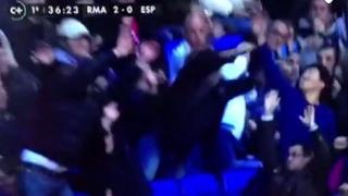 Real Madrid vs Espanyol: hincha casi se accidenta en la tribuna