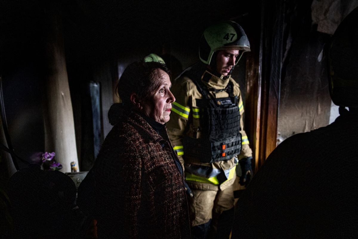 When the pensioner returned home, she discovered that it had been bombed and found the missile head at the foot of her velvet sofa.  (DIMITAR DILKOFF / AFP).