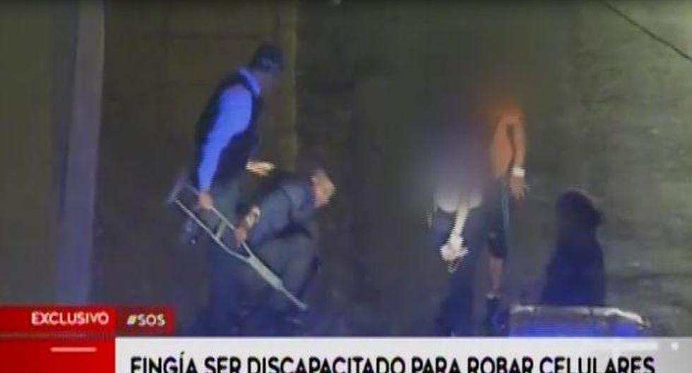 Jorge Baraona Rodríguez, alias ‘caballón’, utilizaba muleta y fingía discapacidad. (Captura: América Noticias)