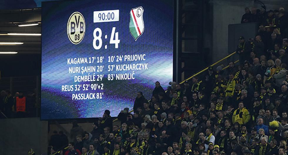 YouTube | Borussia Dortmund venció al Legia Varsovia por 8-4 en la Champions League. (Foto: Getty Images)