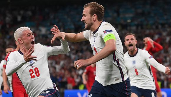 Harry Kane anotó el gol del triunfo para que Inglaterra clasifique a la final de la Eurocopa. Se verá ante Italia el domingo en Wembley. (Foto: AFP)
