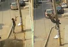 “El Hombre Araña de Huaycán” trepaba postes para robar cables de teléfono | VIDEO