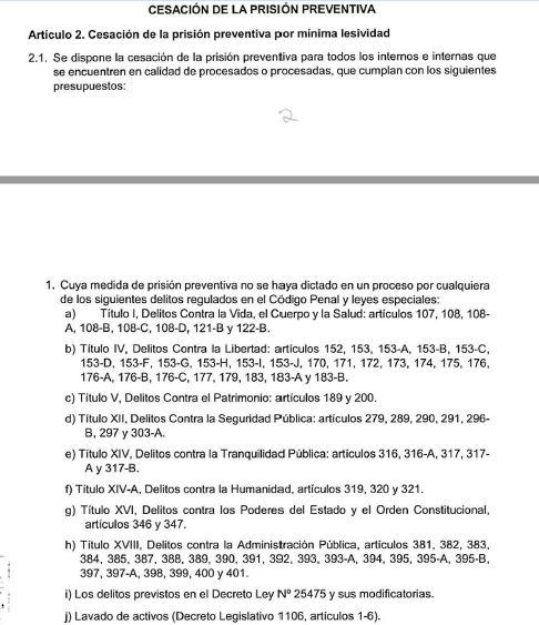 Proyecto del Ejecutivo para deshacinar penales ante el Covid-19. (Captura)