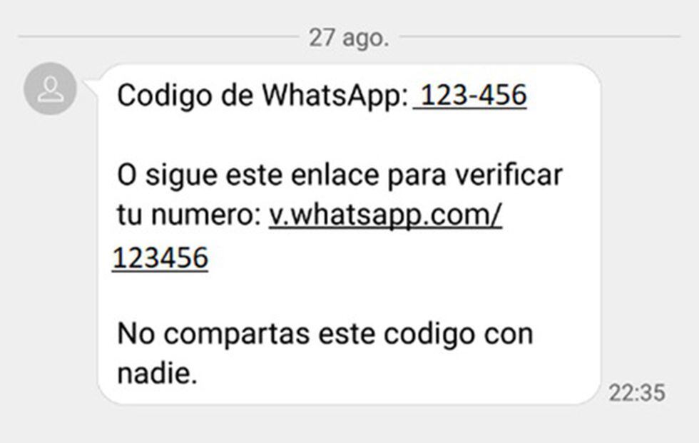 Código de verificación que recibes de WhatsApp para confirmar un número. (Foto: Organización de Consumidores y Usuarios)