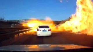 YouTube: conduce su auto sobre GLP derramado y genera un incendio