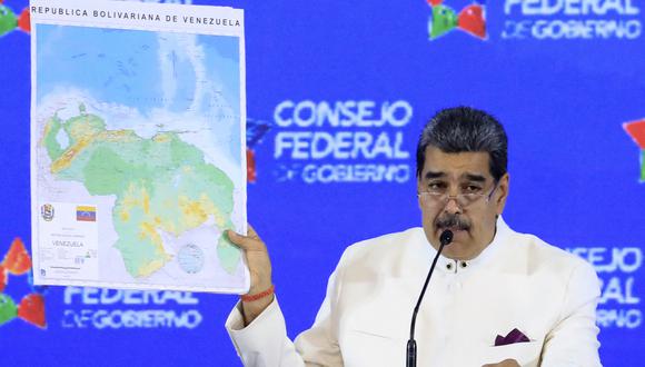 El presidente de Venezuela, Nicolás Maduro, informa que presentará una ley para crear una provincia venezolana en una región rica en petróleo que disputa con Guyana, el Esequibo. (AFP).