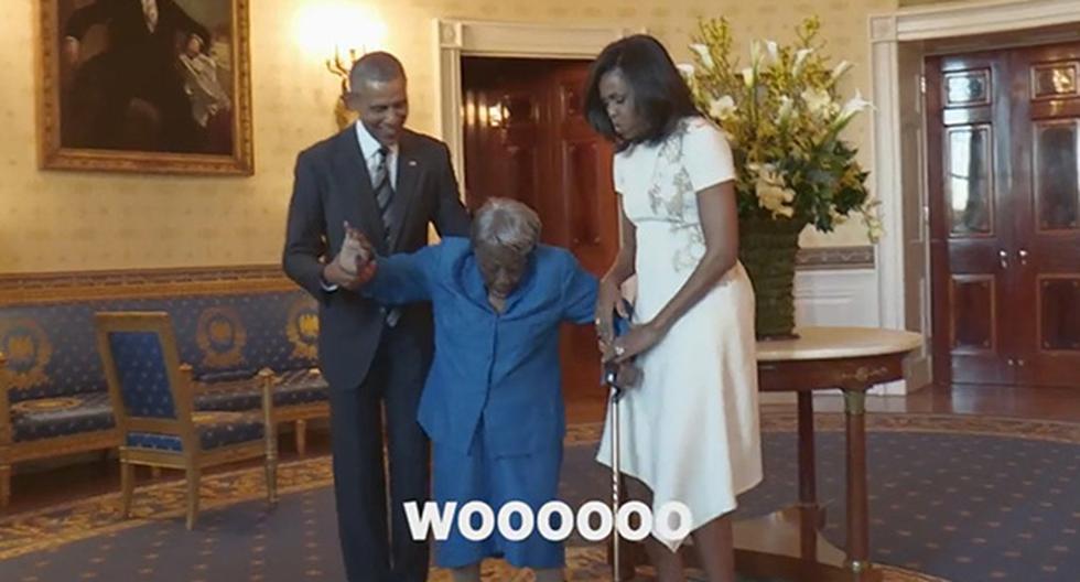 Mujer de 106 años bailó de alegría al conocer a Barack Obama. (Foto: Captura)