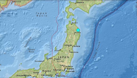 Un terremoto de magnitud 6 sacudió la costa de la prefectura de Iwate, al noroeste de Japón, el 2 de abril de 2024. (Captura de USGS)