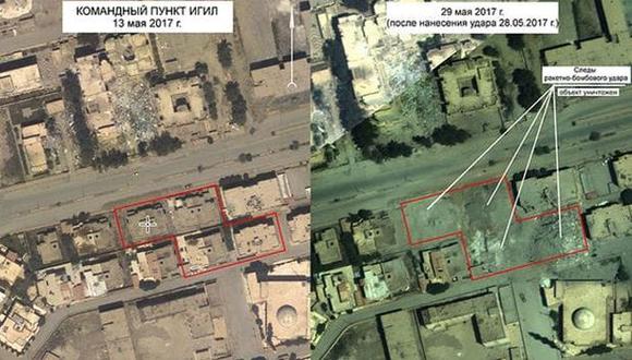 La imágenes satelitales del lugar en donde Rusia habría asesinado al jefe del Estado Islámico. (Foto: Captura)