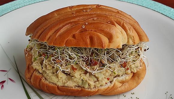 Receta de sándwich de garbanzos.