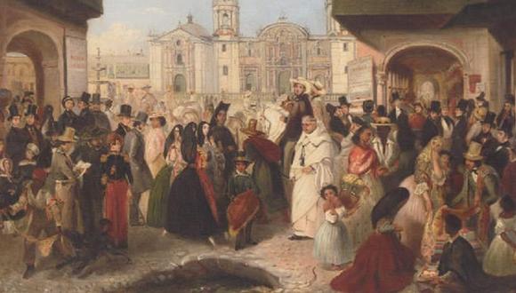 &ldquo;Plaza Mayor&rdquo;, de Johann Moritz Rugendas. Ca. 1843. La Navidad en el siglo XIX  se festejaba en la plaza, con comilona y gran j&uacute;bilo.