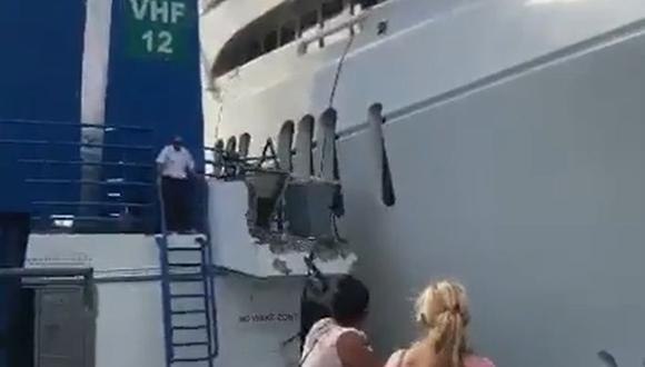 El video en el que un yate de lujo impacta y arranca una cabina de control en un puerto del Caribe es viral en Instagram | Foto: Captura de video / theyachtguy