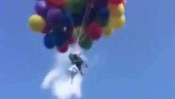 Canadá: Hombre es multado por volar en una silla atada a globos