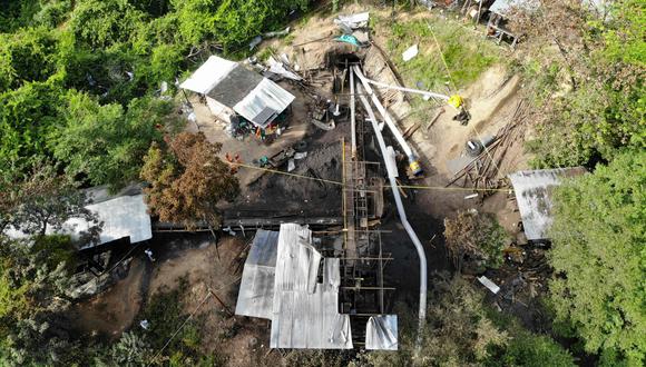 Vista aérea que muestra la entrada a la mina de carbón en el municipio colombiano de Zulia, departamento de Norte de Santander, en la frontera con Venezuela.