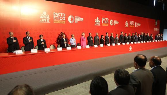 El Pacto Ético Electoral consta de 14 compromisos rumbo a las elecciones 2020. (Foto: JNE)