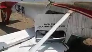 Avioneta quedó volteada tras aterrizaje de emergencia [VIDEO]