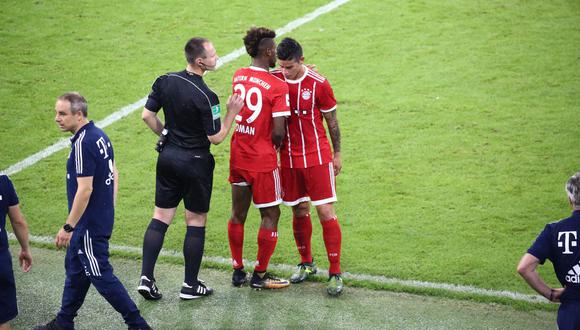 James Rodríguez tuvo una muy discreta actuación con el Bayern Múnich en el compromiso ante Liverpool. Sobre los 62' exigió su cambio por un fastidio en el muslo izquierdo. (Foto: @FCBayern)