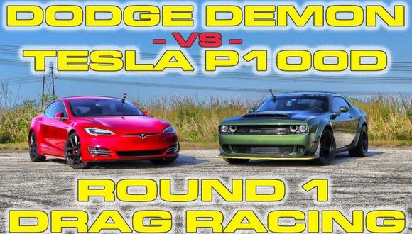 El Dodge Challenger SRT Demon acelera de 0 a 100 km/h en 2.3 segundos, cifra similar a la de los superdeportivos más potentes. ¿Podrá superarlo el Tesla? (Foto: YouTube).