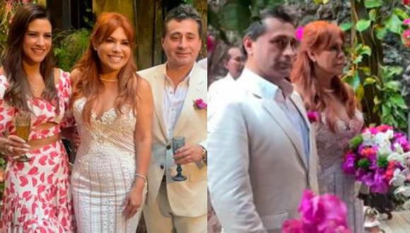 Magaly Medina y Alfredo Zambrano renovaron sus votos matrimoniales en exclusiva fiesta en Colombia. (Foto: Captura)