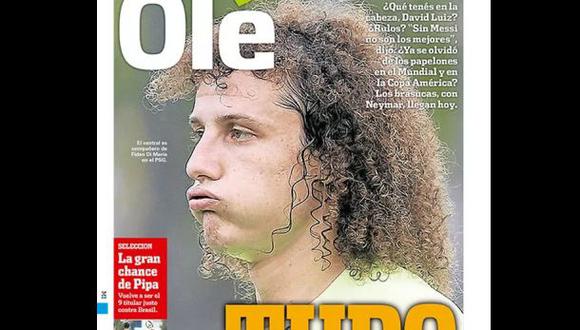 "Olé" provocó a David Luiz con esta portada y jugador respondió