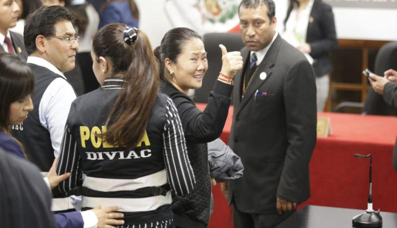 Sala del Poder Judicial anuló este miércoles la detención preliminar por diez días de la lideresa de Fuerza Popular, Keiko Fujimori. (Foto: Hugo Pérez / El Comercio)