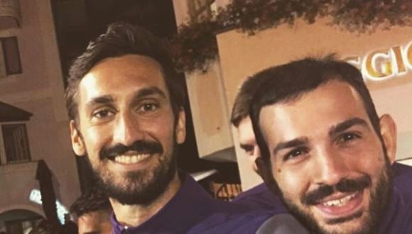 Davide Astori junto a Ricardo Saponara en la foto que acompaña la emotiva carta de despedida a su capitán. (Instagram)